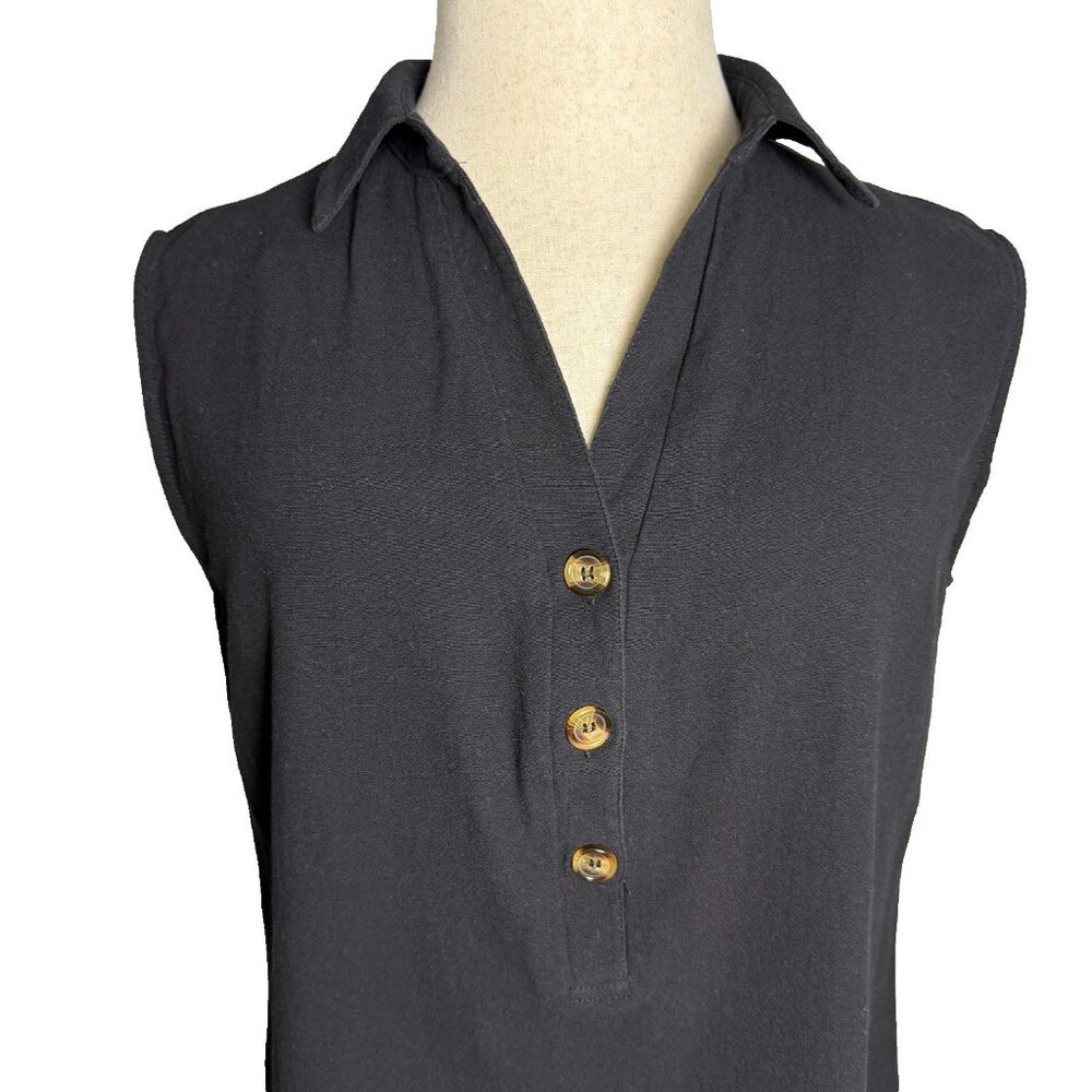 Cupshe Sleeveless Mini Dress or Tunic, Black Sz L, Button Details Create V Neck - Picture 2 of 12